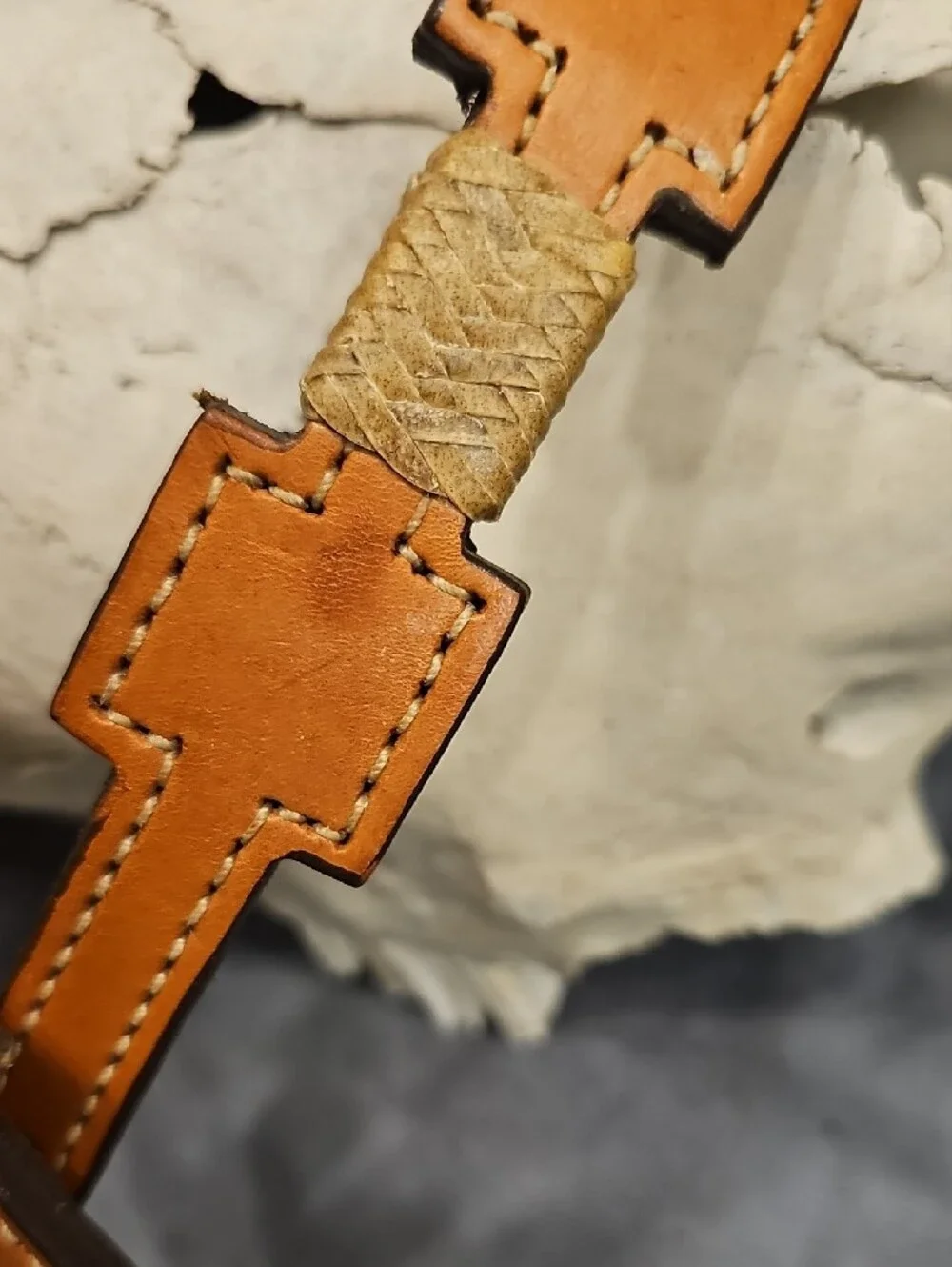 Alamo Saddlery Leather Belt Western Harness Braided Rawhide 36-40 Cowgirl Cowboy